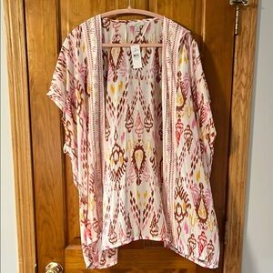 Loft Patterned Pink and Yellow Women's Top NWT XS/S